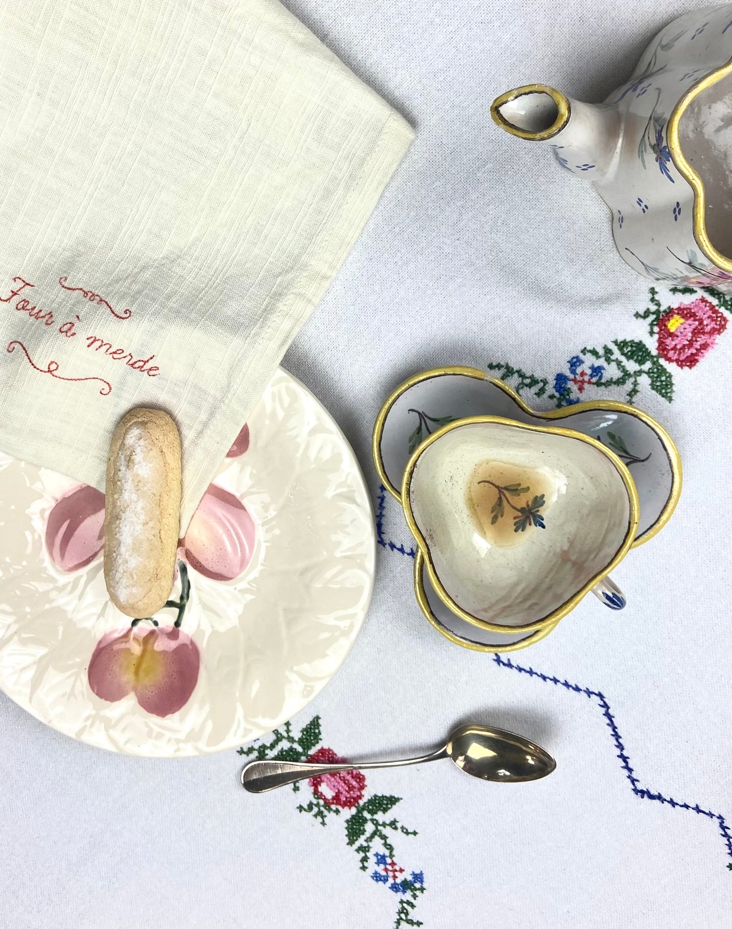 Set 4 serviettes de table - Les mots doux #3 - Crème