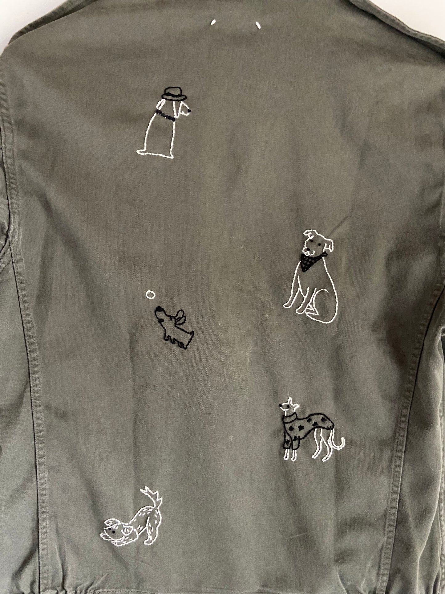 Patti Hot dog - Veste militaire vintage brodée main
