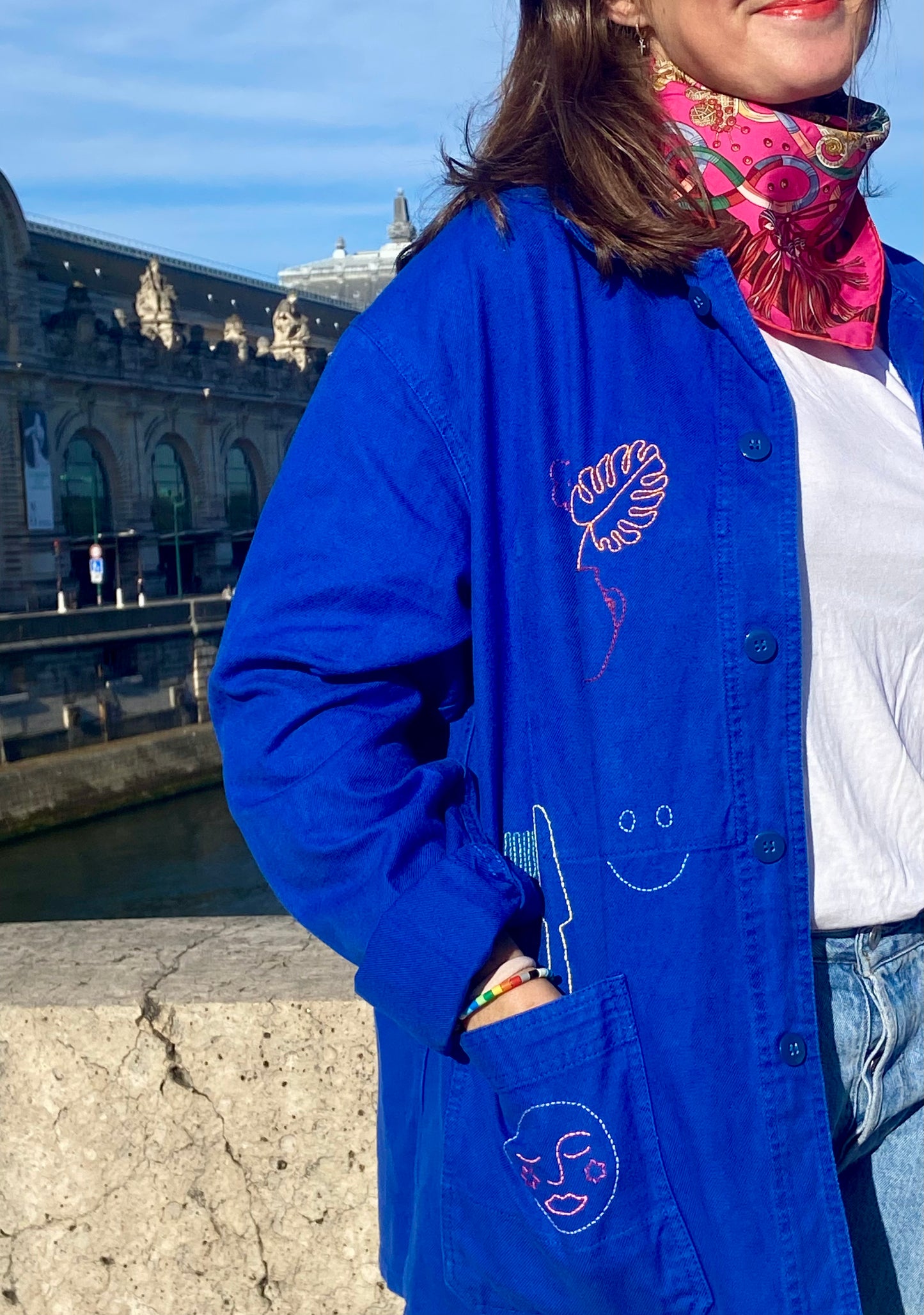 Sophie Lune - Bleu de travail vintage brodé main