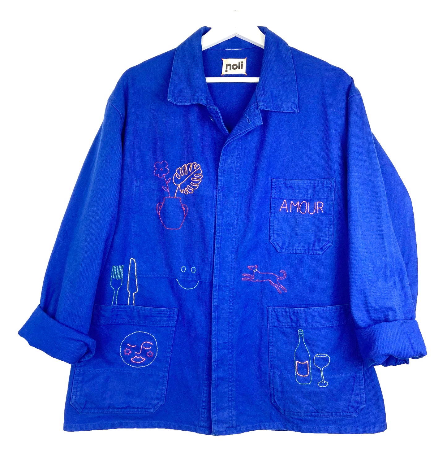 Sophie Lune - Bleu de travail vintage brodé main
