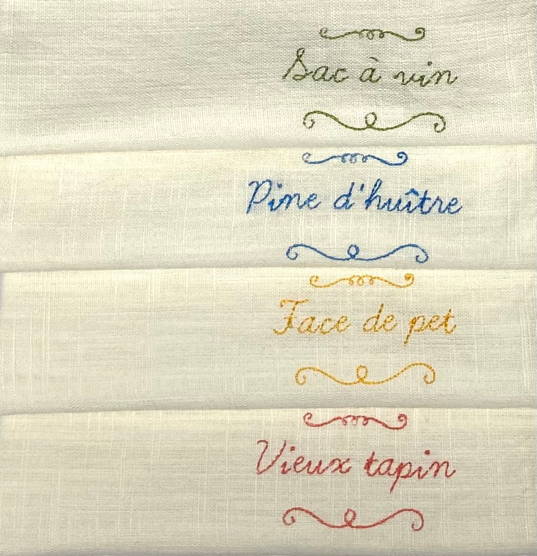 Set 4 serviettes de table - Les mots doux #1 - Crème