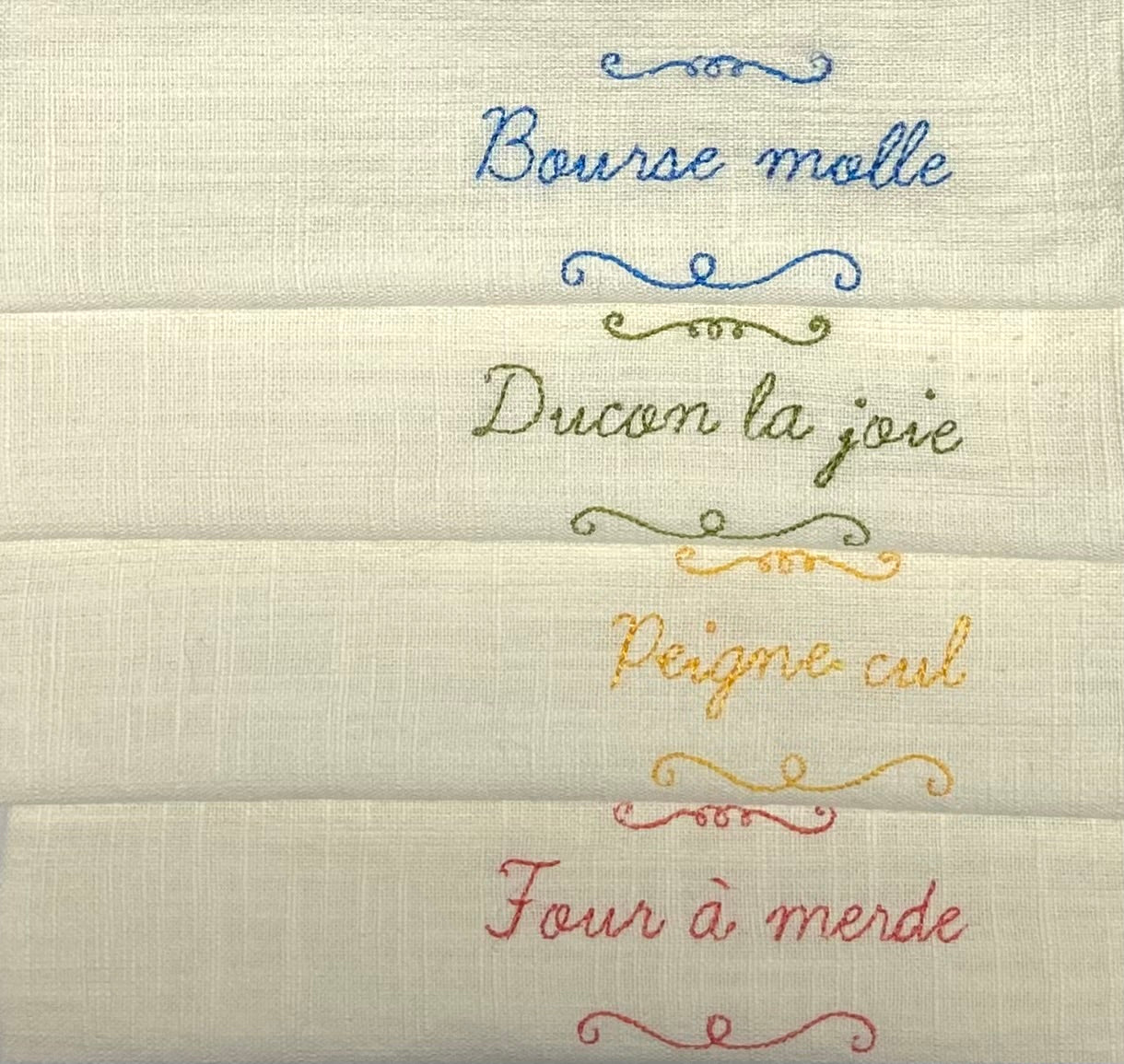 Set 4 serviettes de table - Les mots doux #2 - Crème