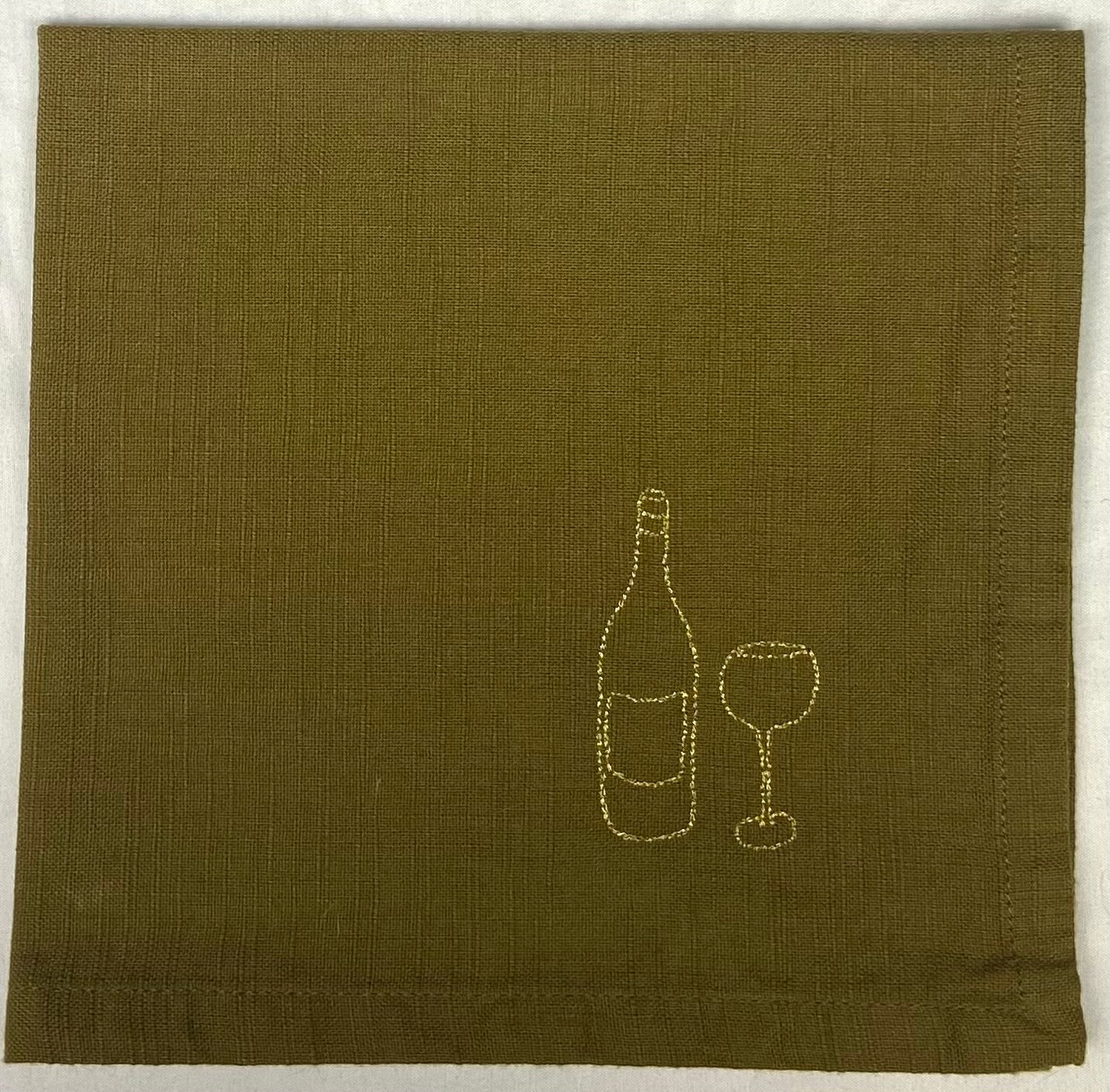 Set 4 serviettes de table - À table ! - Olive