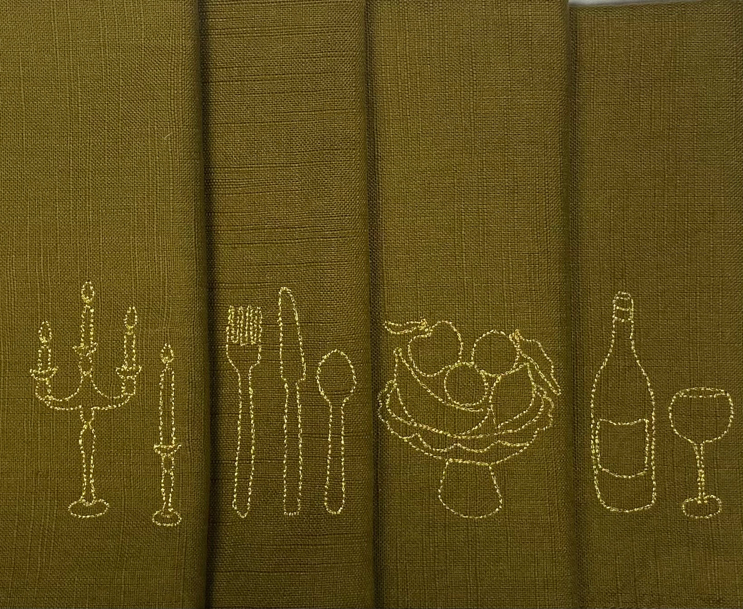 Set 4 serviettes de table - À table ! - Olive