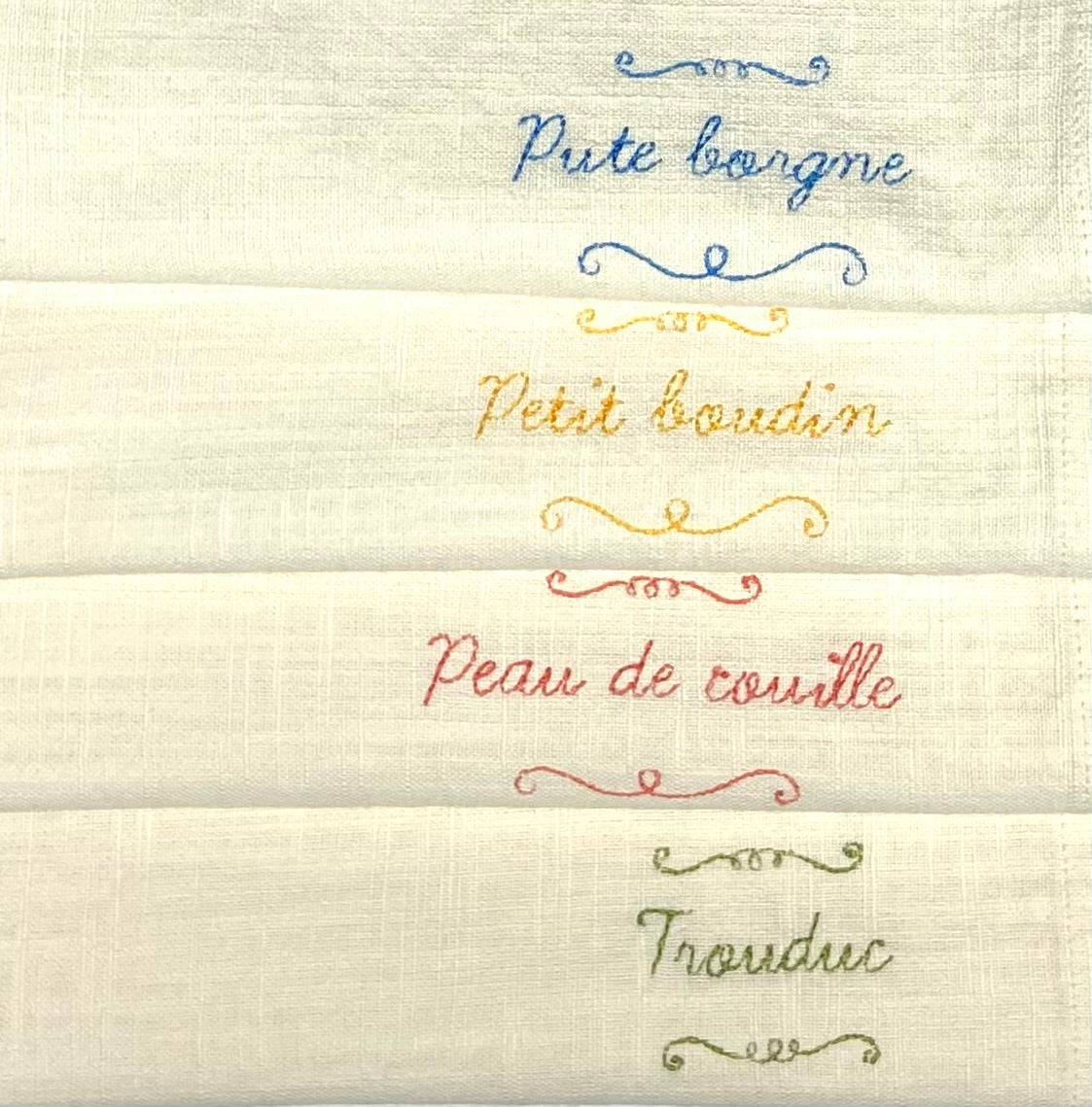 Set 4 serviettes de table - Les mots doux #3 - Crème