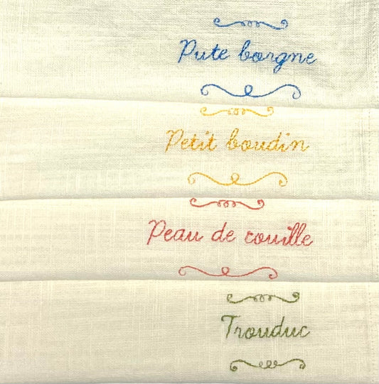 Set 4 serviettes de table - Les mots doux #3 - Crème