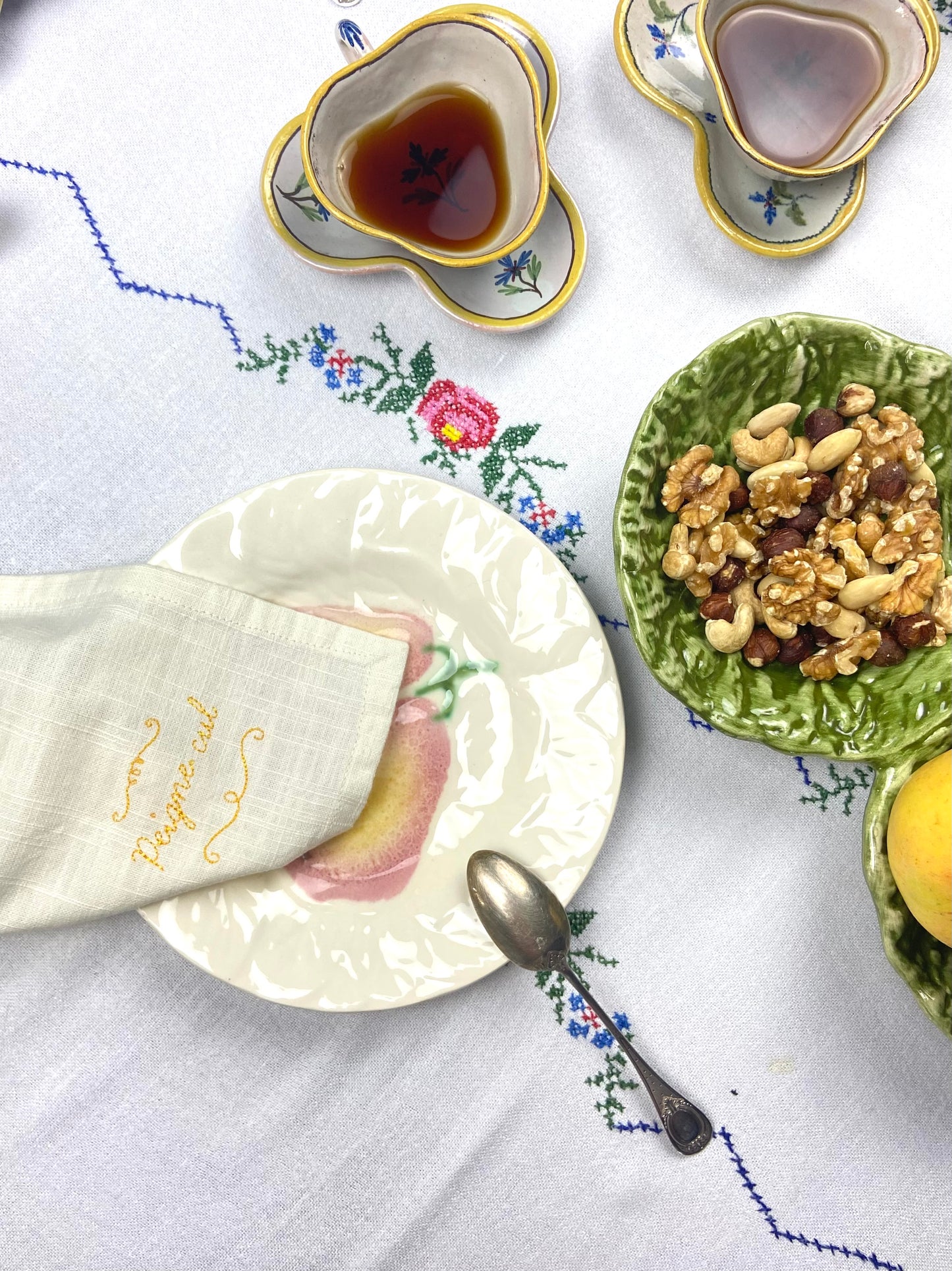 Set 4 serviettes de table - Les mots doux #1 - Crème