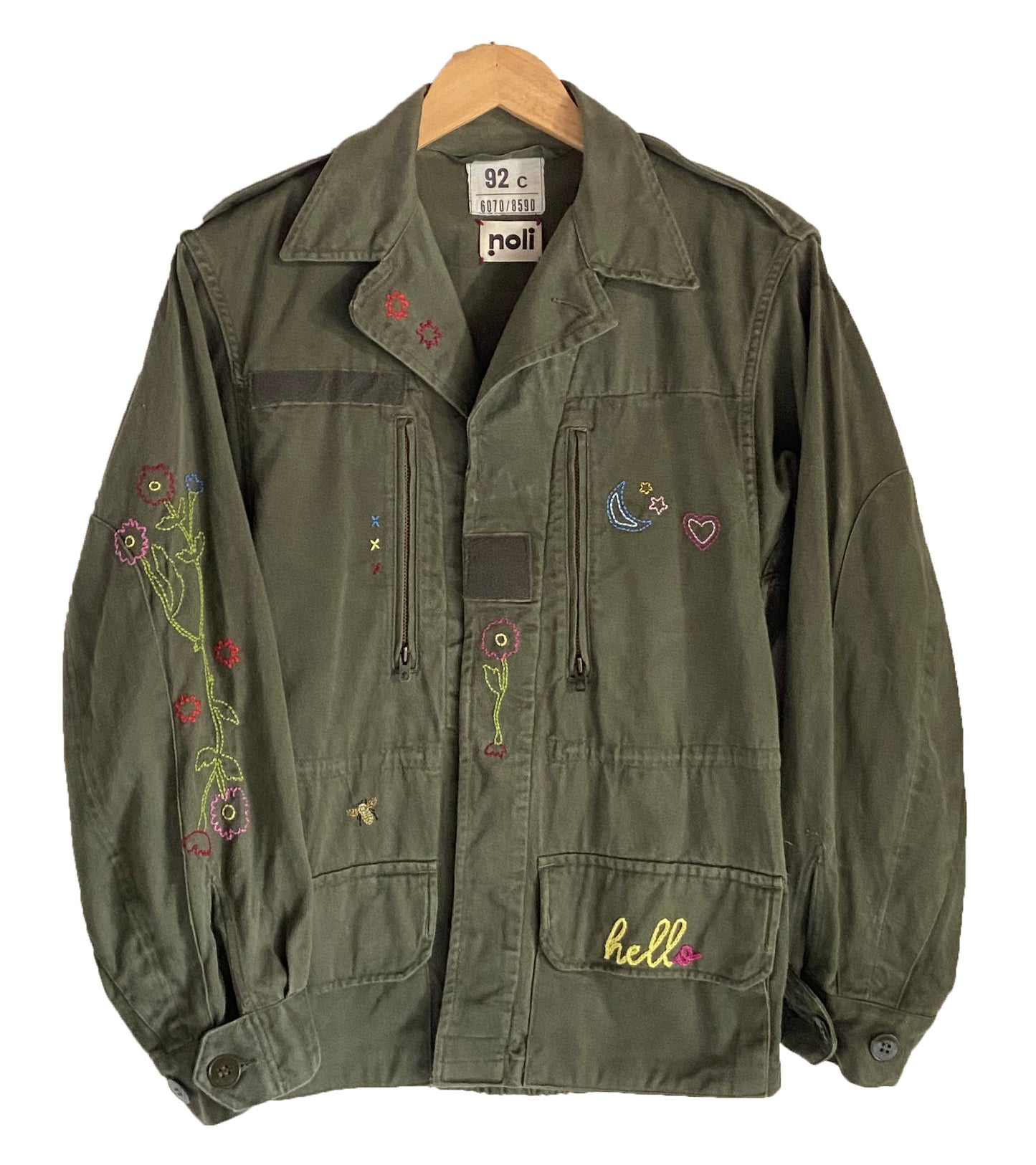 Patti Lucky bee - Veste militaire vintage brodée main