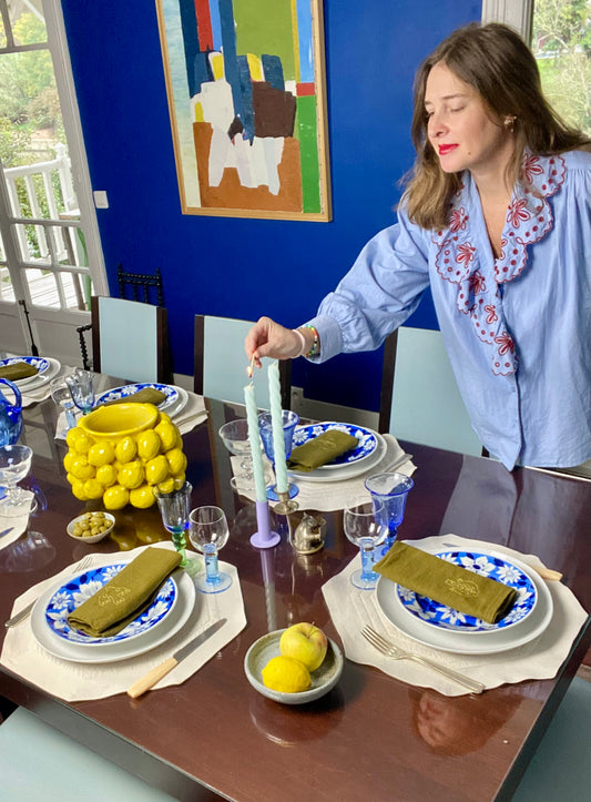 Set 4 serviettes de table - À table ! - Olive