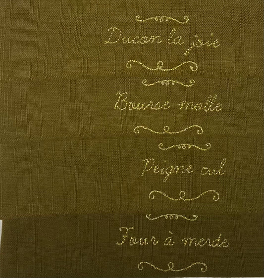 Set 4 serviettes de table - Les mots doux #2 - Olive