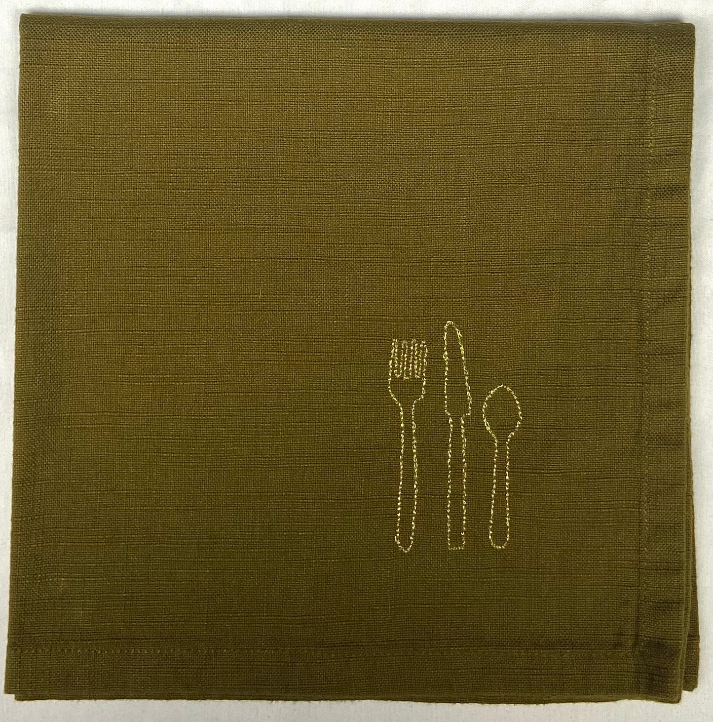 Set 4 serviettes de table - À table ! - Olive