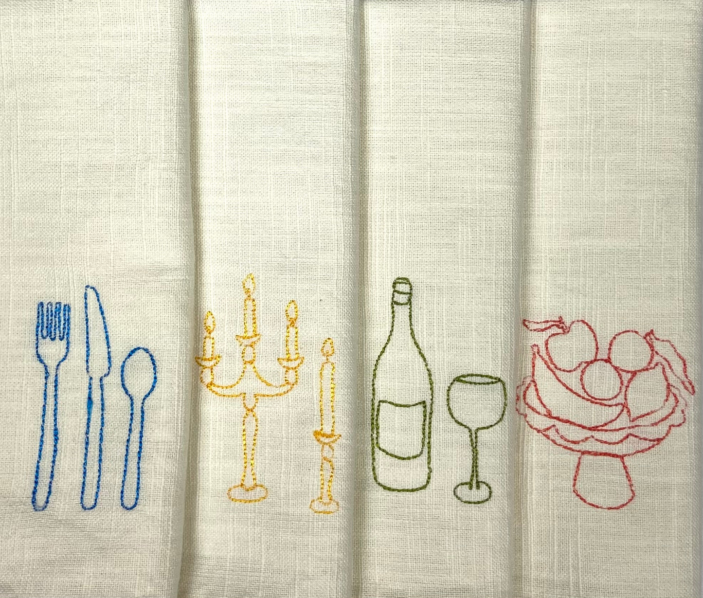 Set 4 serviettes de table - À table ! - Crème