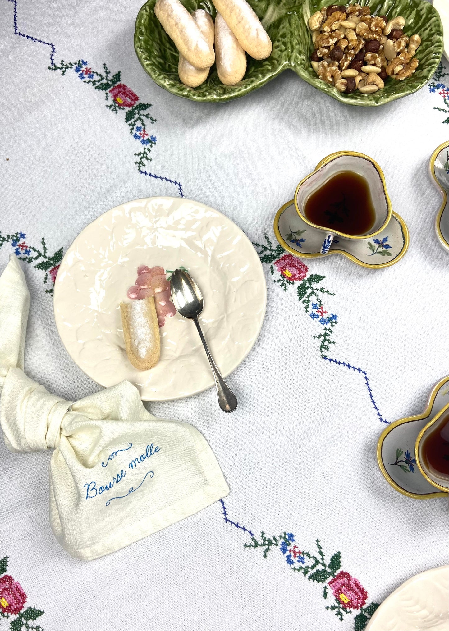 Set 4 serviettes de table - Les mots doux #1 - Crème