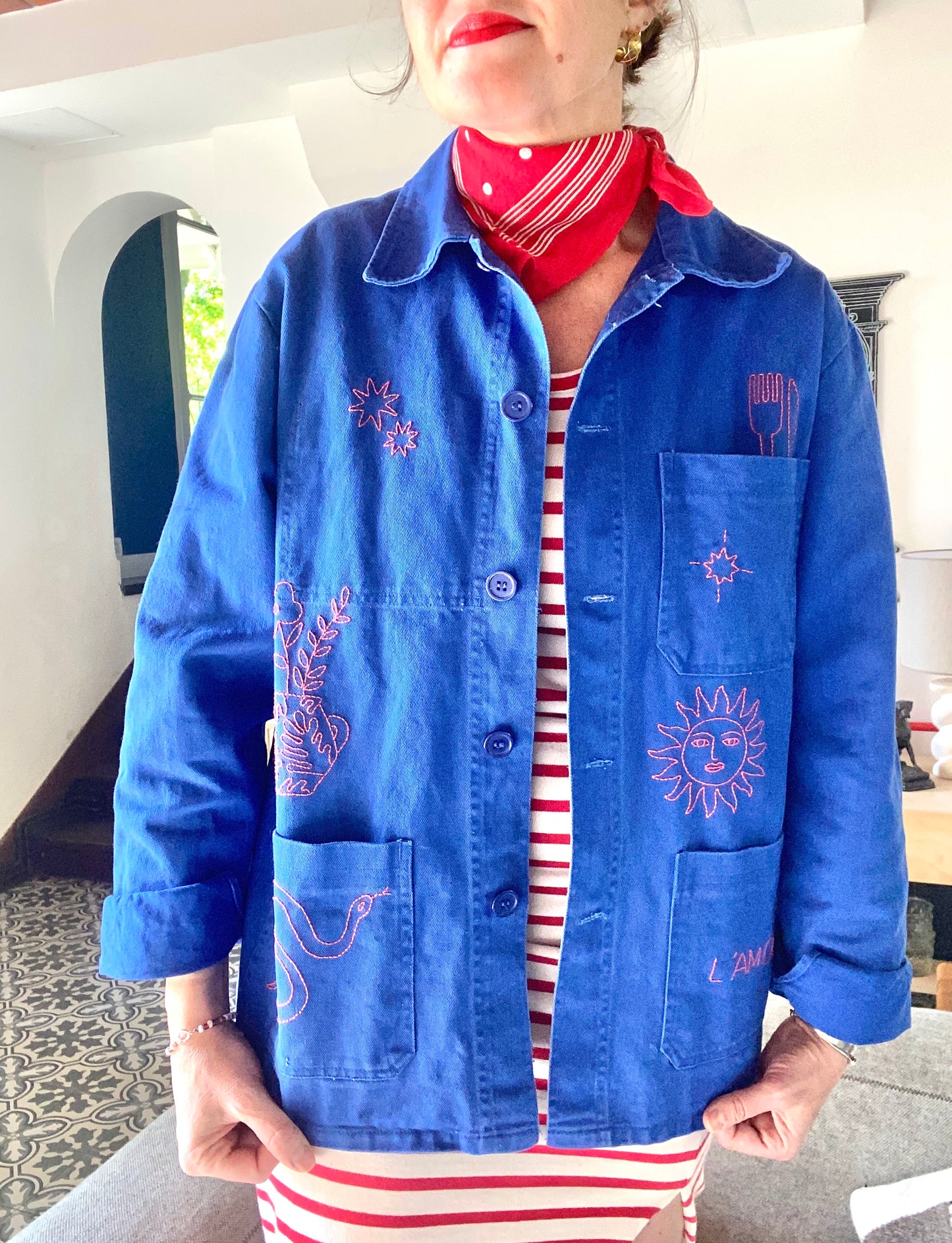 Sophie l'Amour - Hand embroidered vintage work jacket
