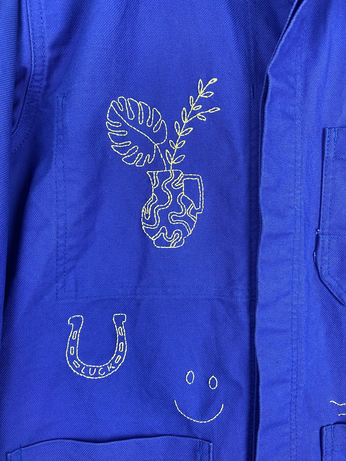 Sophie Baigneuse - Bleu de travail vintage brodé main