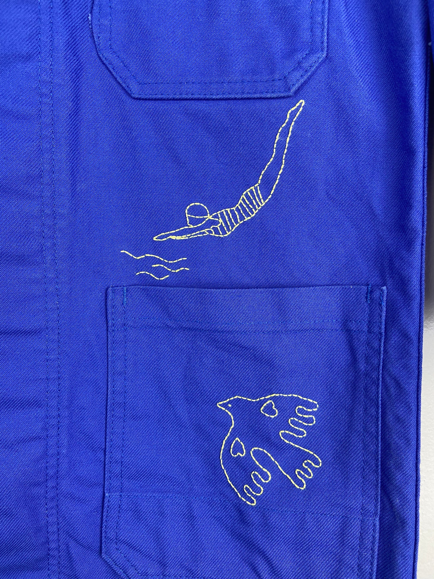 Sophie Baigneuse - Bleu de travail vintage brodé main