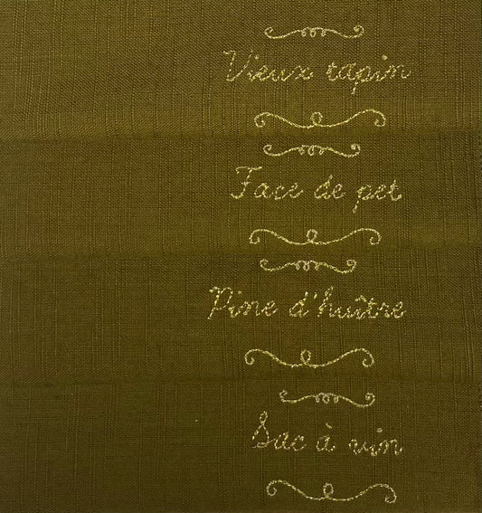 Set 4 serviettes de table - Les mots doux #1 - Olive