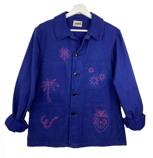 Sophie Good luck - Bleu de travail vintage brodé main