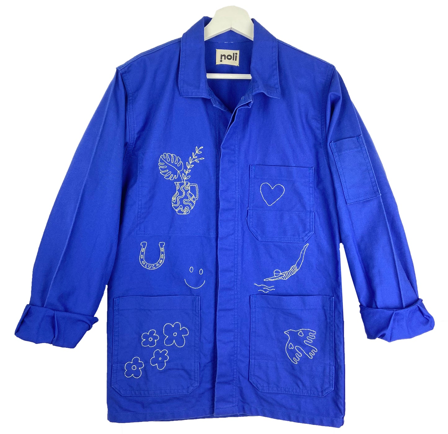 Sophie Baigneuse - Bleu de travail vintage brodé main